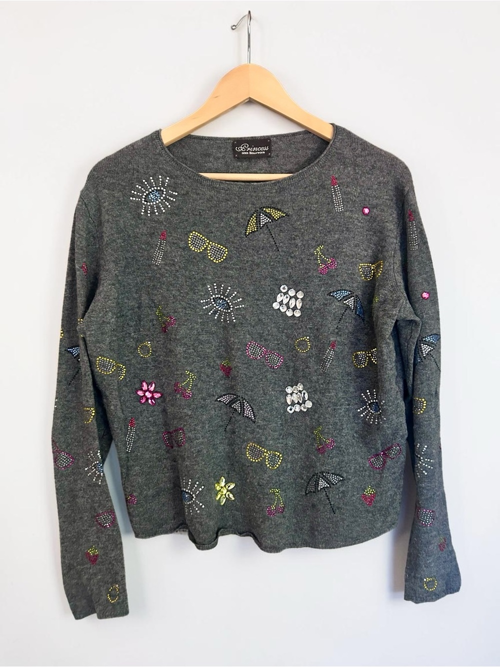Princess Goes Hollywood Cashmere Wool Crystal Embellished Sweater Sz Small - Picture 3 of 15